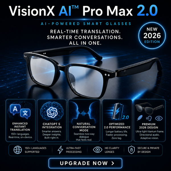 VisionX AI™  Pro Max 2.0 – Smart Translation Sunglasses with AI Zoom